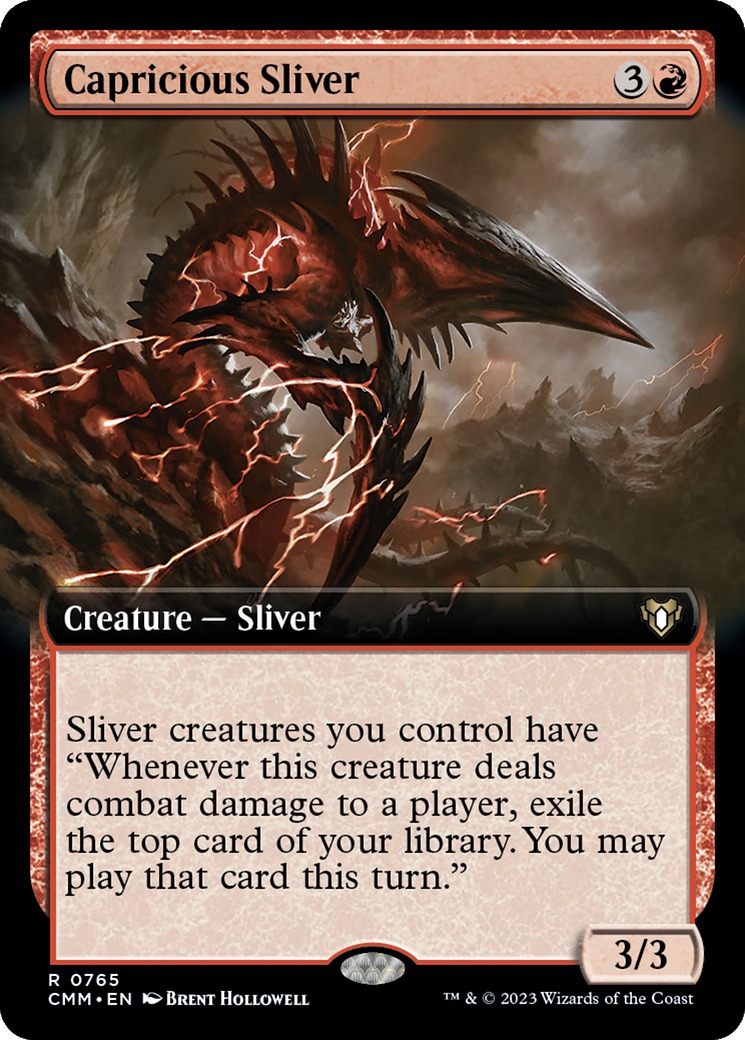 Capricious Sliver (Extended Art) [Commander Masters] | Deep Dive Games St. Marys