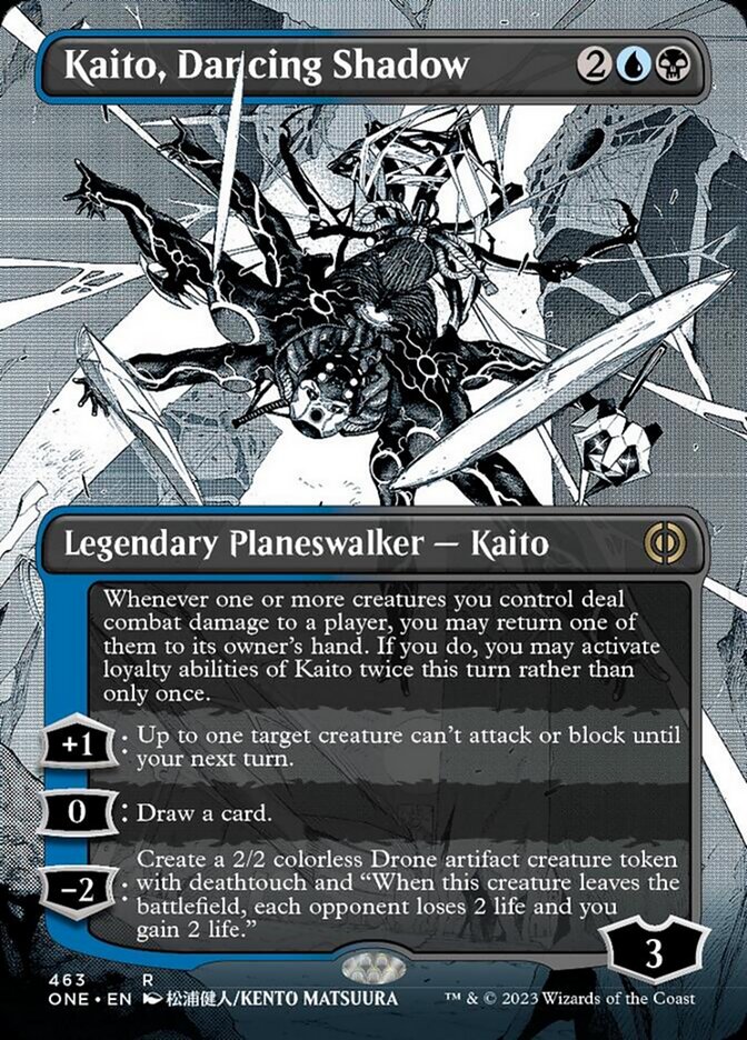 Kaito, Dancing Shadow (Borderless Manga Step-and-Compleat Foil) [Phyrexia: All Will Be One] | Deep Dive Games St. Marys