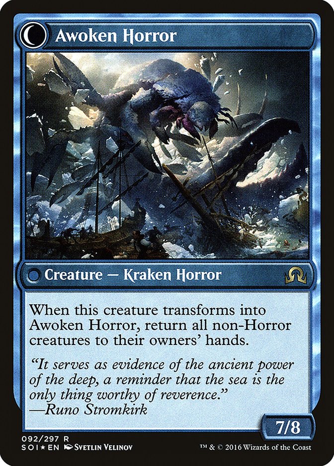 Thing in the Ice // Awoken Horror [Shadows over Innistrad Prerelease Promos] | Deep Dive Games St. Marys