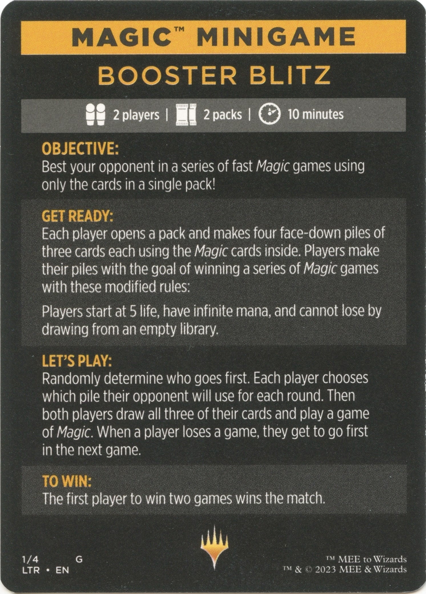 Booster Blitz (Magic Minigame) [The Lord of the Rings: Tales of Middle-Earth Minigame] | Deep Dive Games St. Marys