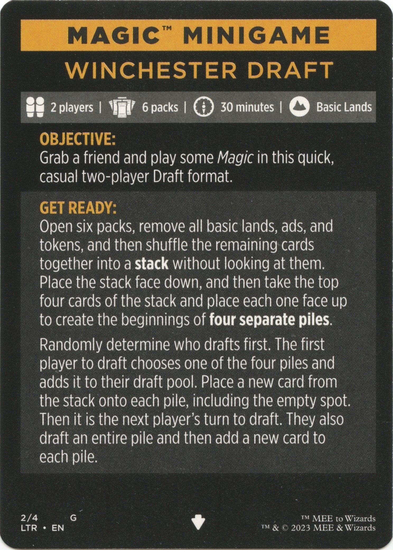 Winchester Draft (Magic Minigame) [The Lord of the Rings: Tales of Middle-Earth Minigame] | Deep Dive Games St. Marys