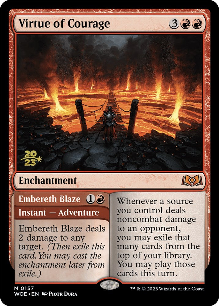 Virtue of Courage // Embereth Blaze [Wilds of Eldraine Prerelease Promos] | Deep Dive Games St. Marys