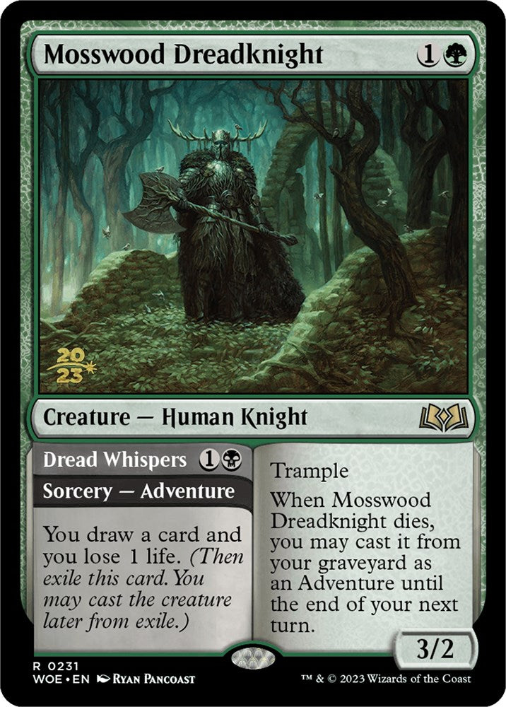 Mosswood Dreadknight // Dread Whispers [Wilds of Eldraine Prerelease Promos] | Deep Dive Games St. Marys