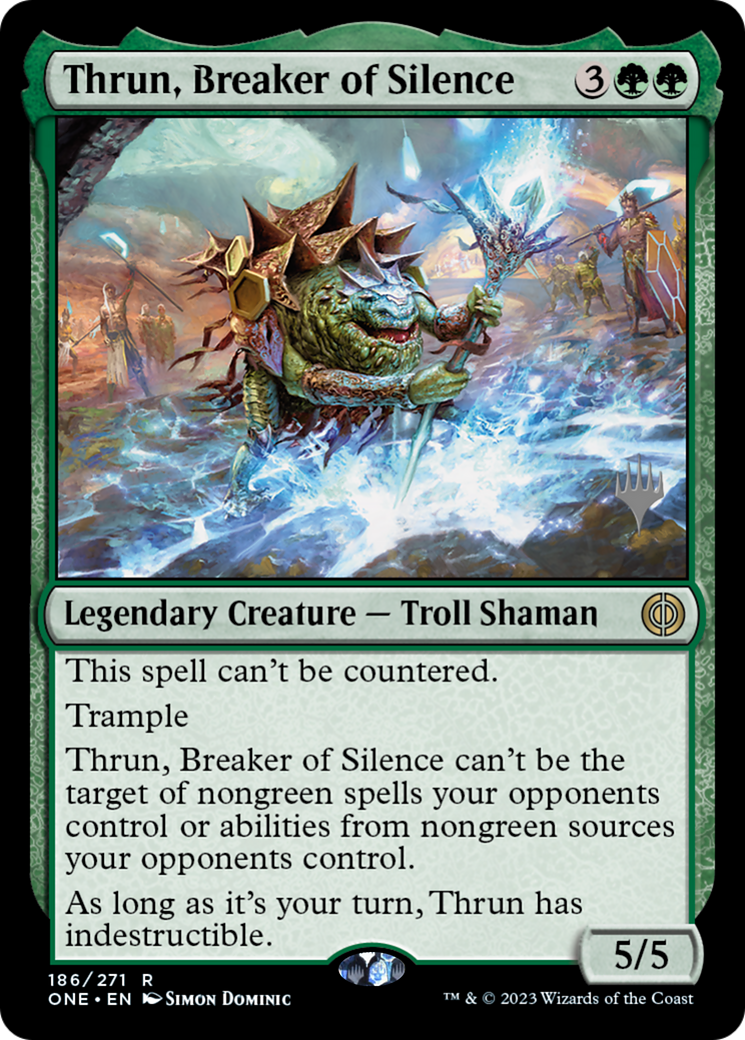 Thrun, Breaker of Silence (Promo Pack) [Phyrexia: All Will Be One Promos] | Deep Dive Games St. Marys