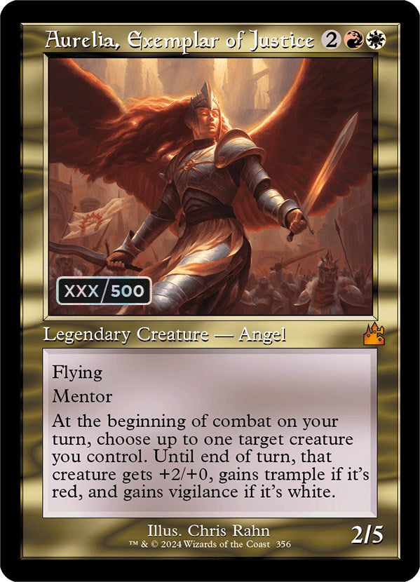 Aurelia, Exemplar of Justice (Retro) (Serialized) [Ravnica Remastered] | Deep Dive Games St. Marys