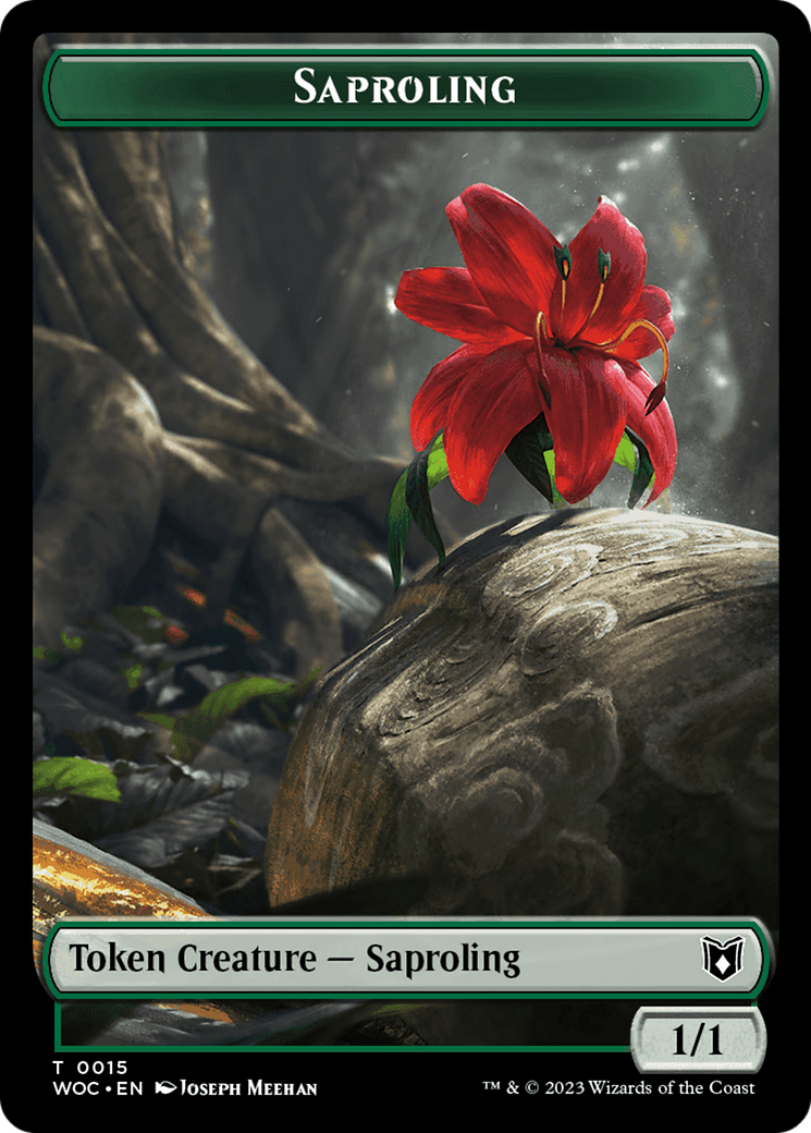 Faerie // Saproling Double-Sided Token [Wilds of Eldraine Commander Tokens] | Deep Dive Games St. Marys