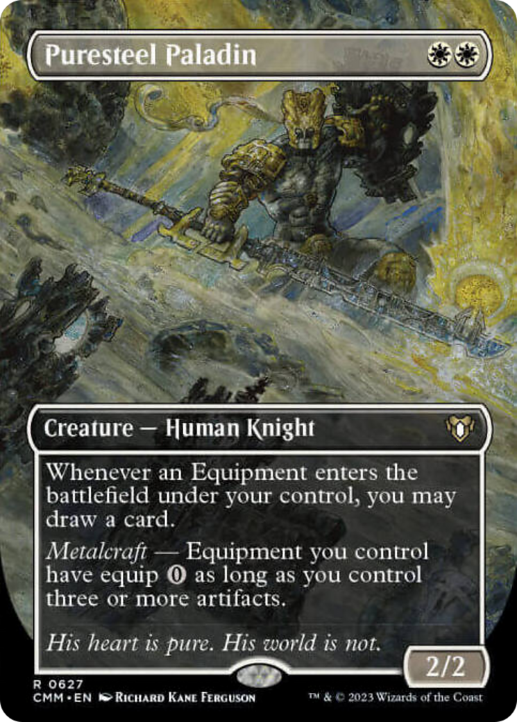 Puresteel Paladin (Borderless Alternate Art) [Commander Masters] | Deep Dive Games St. Marys