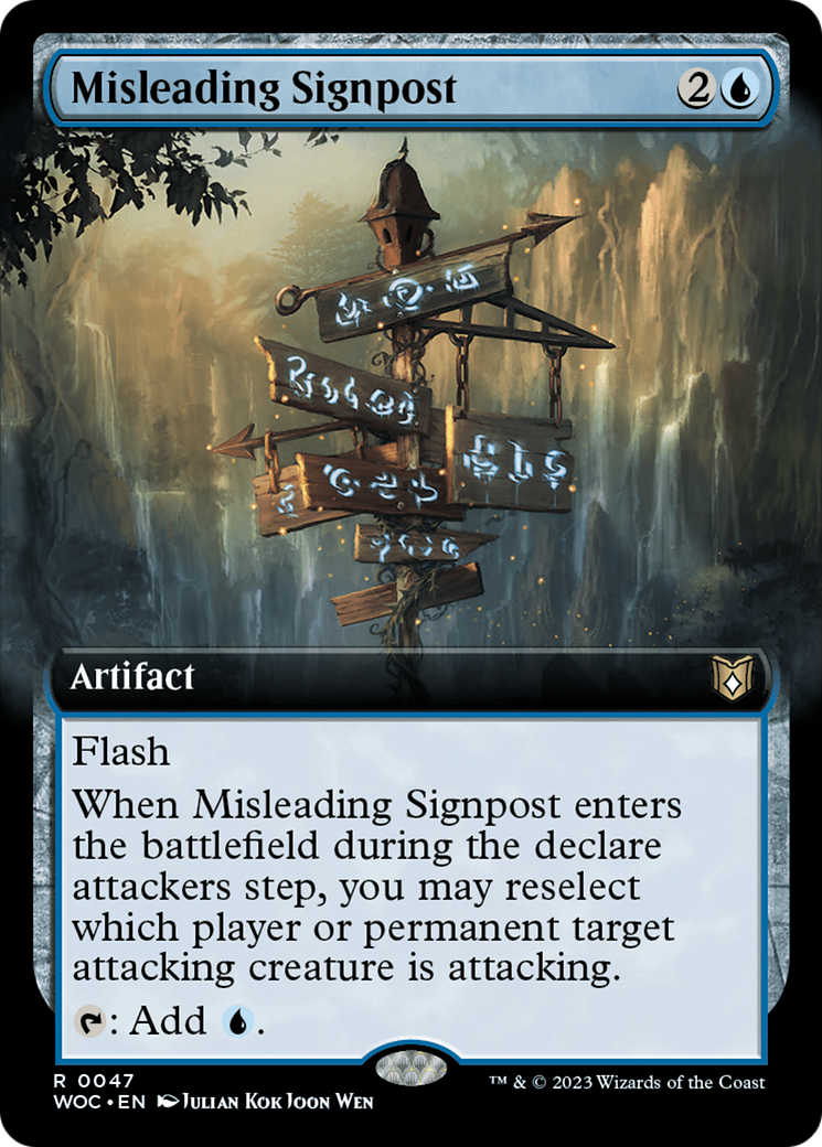 Misleading Signpost (Extended Art) [Wilds of Eldraine Commander] | Deep Dive Games St. Marys