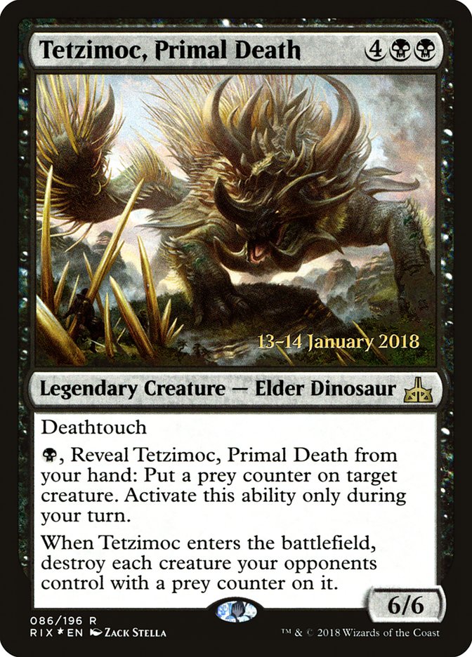 Tetzimoc, Primal Death [Rivals of Ixalan Prerelease Promos] | Deep Dive Games St. Marys