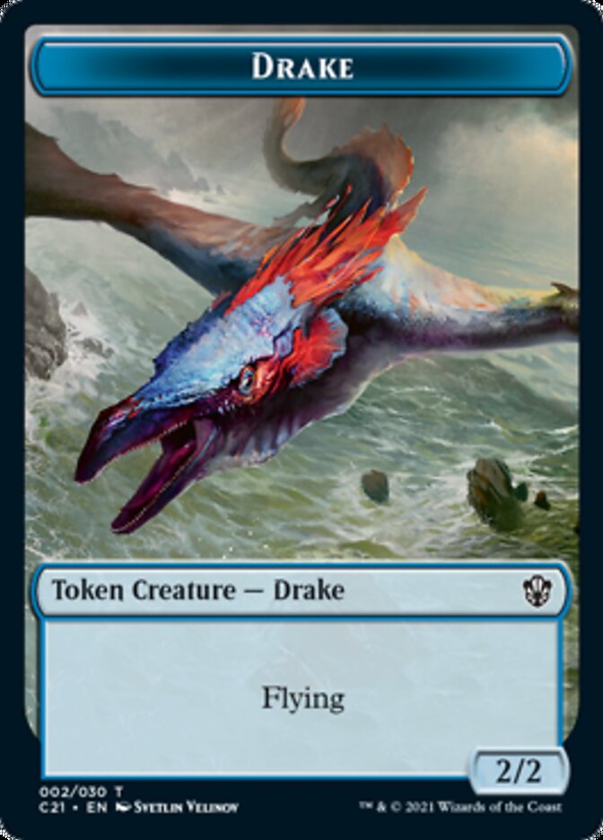 Drake // Elemental (002) Double-Sided Token [Commander 2021 Tokens] | Deep Dive Games St. Marys