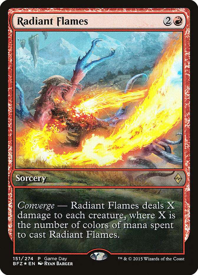 Radiant Flames (Game Day) [Battle for Zendikar Promos] | Deep Dive Games St. Marys