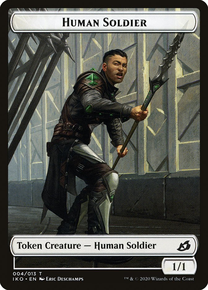 Dinosaur Beast // Human Soldier (004) Double-Sided Token [Ikoria: Lair of Behemoths Tokens] | Deep Dive Games St. Marys