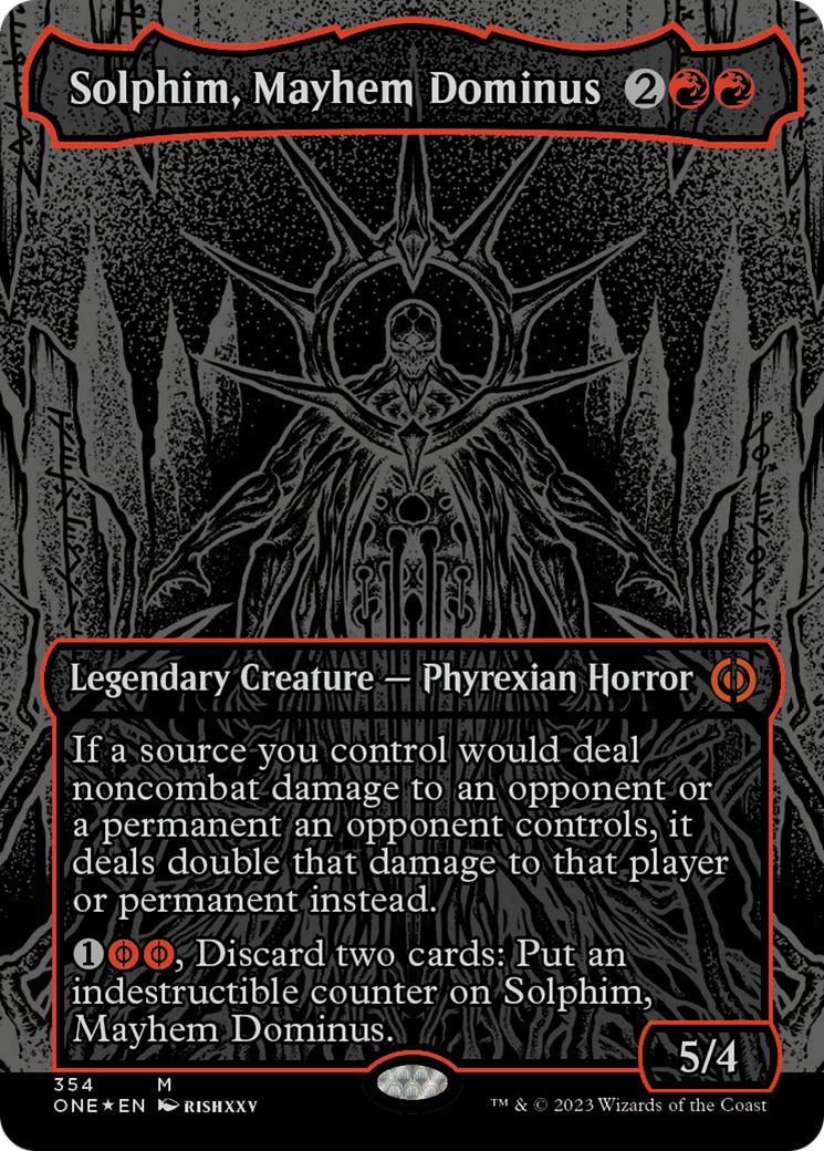 Solphim, Mayhem Dominus (Oil Slick Raised Foil) [Phyrexia: All Will Be One] | Deep Dive Games St. Marys