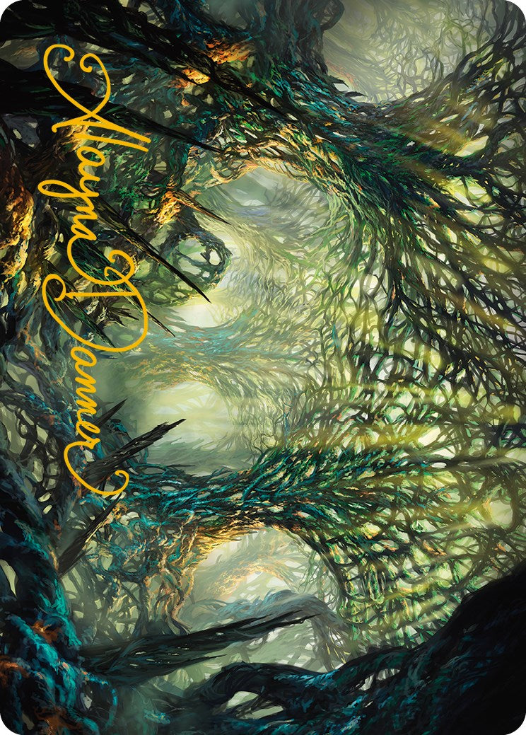 The Hunter Maze Art Card (Gold-Stamped Signature) [Phyrexia: All Will Be One Art Series] | Deep Dive Games St. Marys