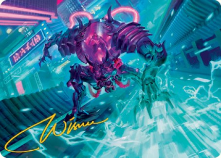 Surgehacker Mech Art Card (Gold-Stamped Signature) [Kamigawa: Neon Dynasty Art Series] | Deep Dive Games St. Marys