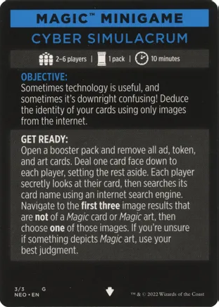 Cyber Simulacrum (Magic Minigame) [Kamigawa: Neon Dynasty Minigame] | Deep Dive Games St. Marys