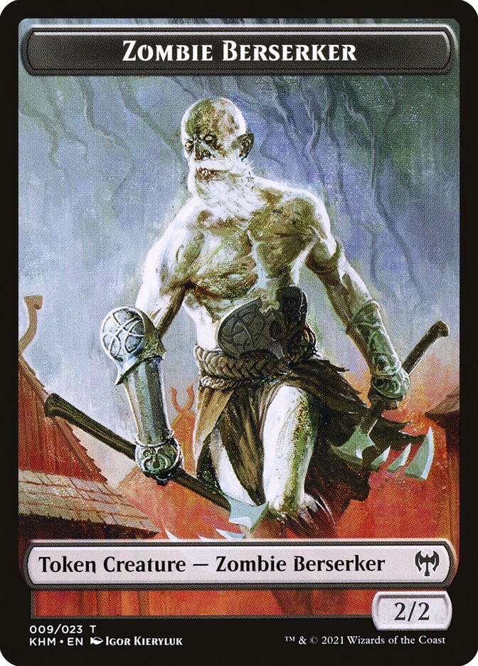 Elf Warrior // Zombie Berserker Double-Sided Token [Kaldheim Tokens] | Deep Dive Games St. Marys