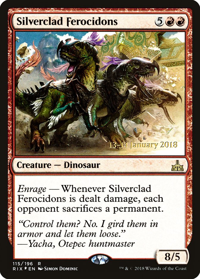 Silverclad Ferocidons [Rivals of Ixalan Prerelease Promos] | Deep Dive Games St. Marys