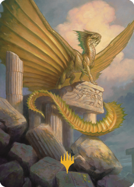 Ancient Gold Dragon Art Card (05) (Gold-Stamped Signature) [Commander Legends: Battle for Baldur's Gate Art Series] | Deep Dive Games St. Marys