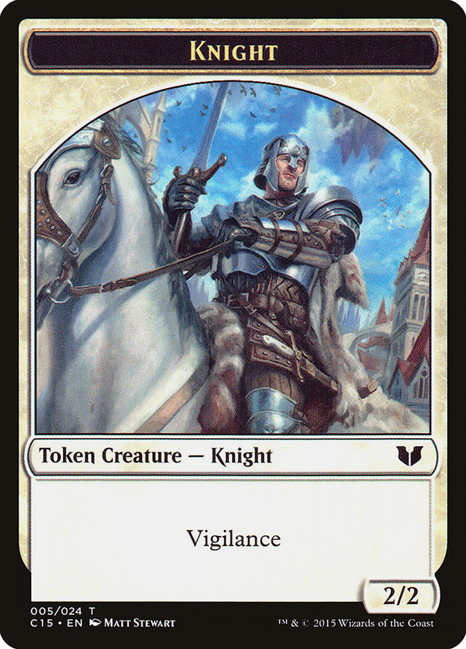 Knight (005) // Spirit (023) Double-Sided Token [Commander 2015 Tokens] | Deep Dive Games St. Marys