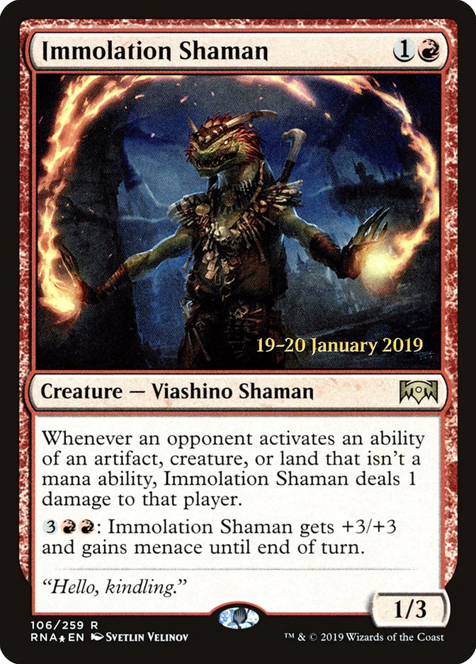 Immolation Shaman [Ravnica Allegiance Prerelease Promos] | Deep Dive Games St. Marys