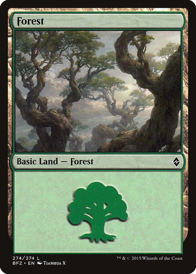 Forest (274a) [Battle for Zendikar] | Deep Dive Games St. Marys