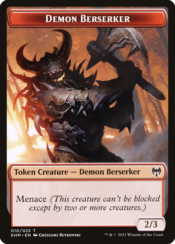 Elf Warrior // Demon Berserker Double-Sided Token [Kaldheim Tokens] | Deep Dive Games St. Marys