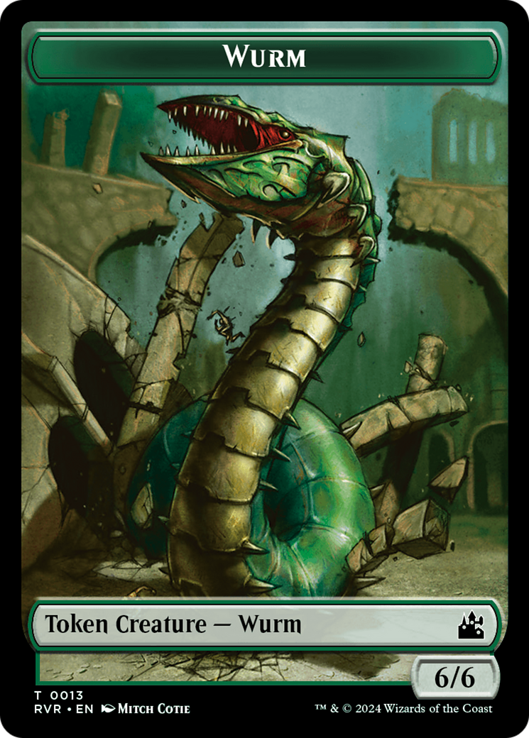 Elf Knight // Wurm Double-Sided Token [Ravnica Remastered Tokens] | Deep Dive Games St. Marys