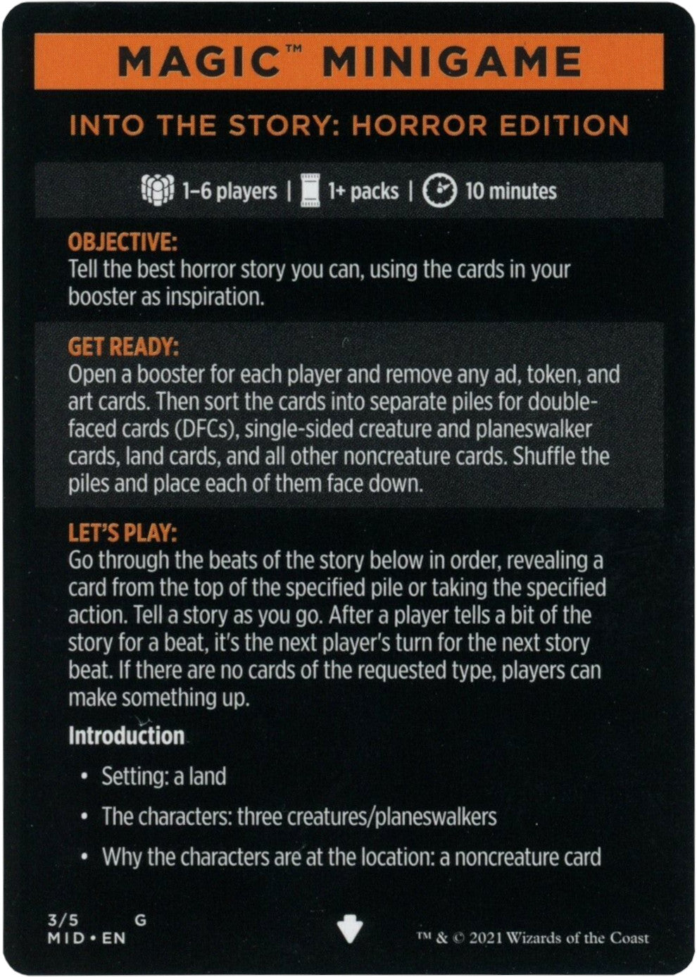 Into the Story: Horror Edition (Magic Minigame) [Innistrad: Midnight Hunt Minigame] | Deep Dive Games St. Marys