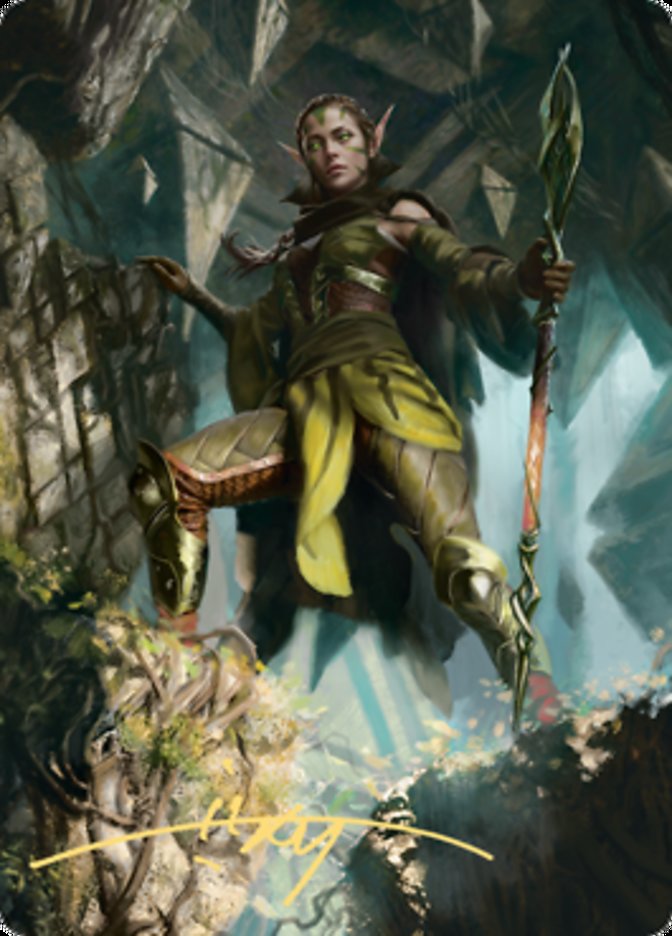 Nissa of Shadowed Boughs 1 Art Card (Gold-Stamped Signature) [Zendikar Rising Art Series] | Deep Dive Games St. Marys