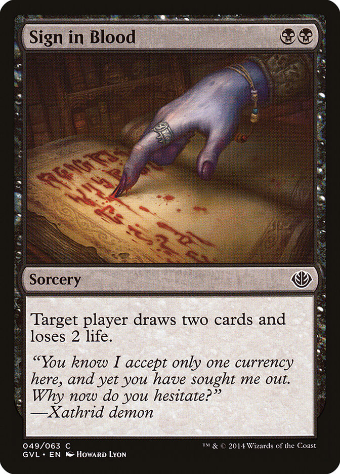 Sign in Blood (Garruk vs. Liliana) [Duel Decks Anthology] | Deep Dive Games St. Marys