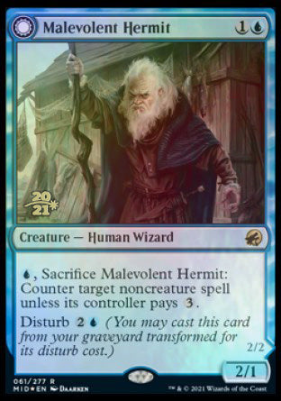 Malevolent Hermit // Benevolent Geist [Innistrad: Midnight Hunt Prerelease Promos] | Deep Dive Games St. Marys