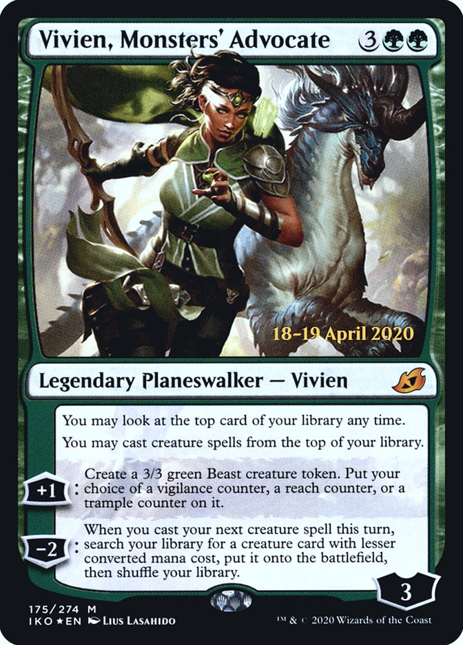 Vivien, Monsters' Advocate [Ikoria: Lair of Behemoths Prerelease Promos] | Deep Dive Games St. Marys