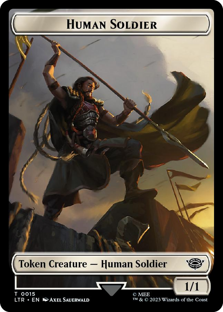 Human Soldier (0015) // Food (0023) Double-Sided Token (Surge Foil) [The Lord of the Rings: Tales of Middle-Earth Tokens] | Deep Dive Games St. Marys