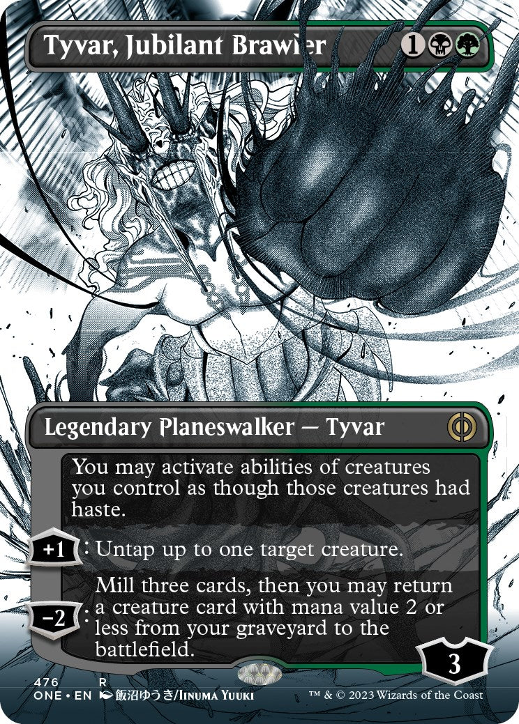 Tyvar, Jubilant Brawler (Borderless Manga Step-and-Compleat Foil) [Phyrexia: All Will Be One] | Deep Dive Games St. Marys