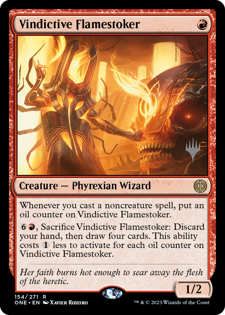 Vindictive Flamestoker (Promo Pack) [Phyrexia: All Will Be One Promos] | Deep Dive Games St. Marys