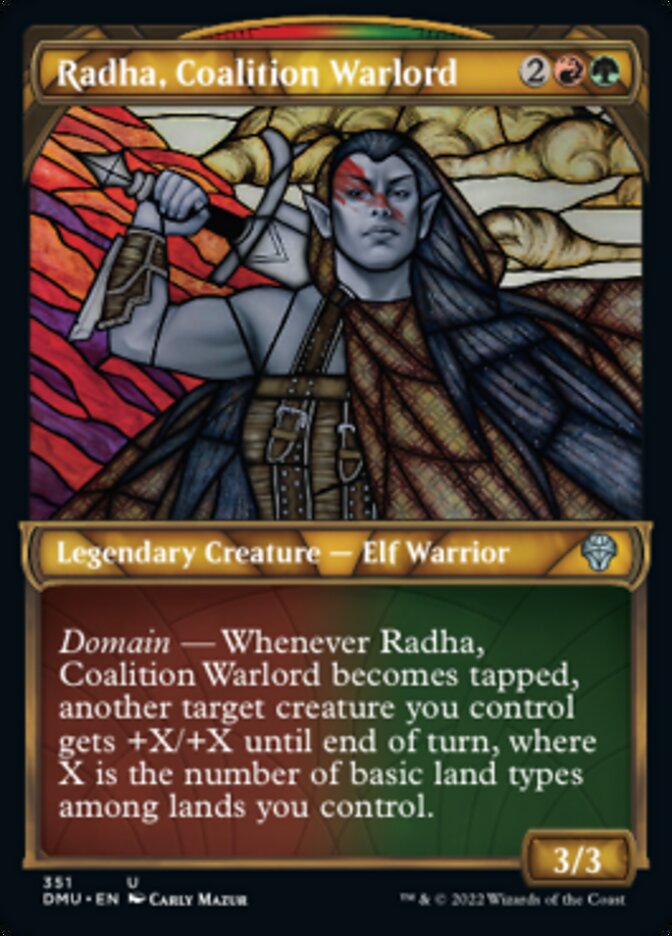 Radha, Coalition Warlord (Showcase Textured) [Dominaria United] | Deep Dive Games St. Marys