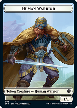 Saproling // Human Warrior Double-Sided Token [Starter Commander Decks] | Deep Dive Games St. Marys