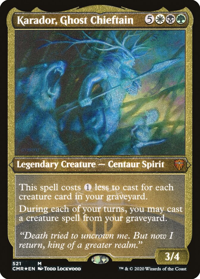 Karador, Ghost Chieftain (Etched) [Commander Legends] | Deep Dive Games St. Marys