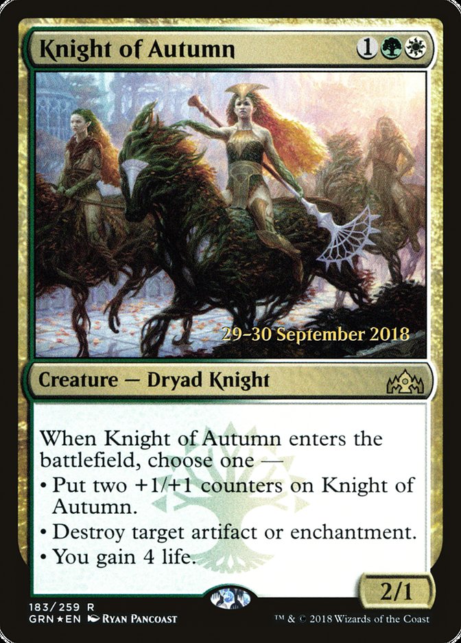 Knight of Autumn [Guilds of Ravnica Prerelease Promos] | Deep Dive Games St. Marys