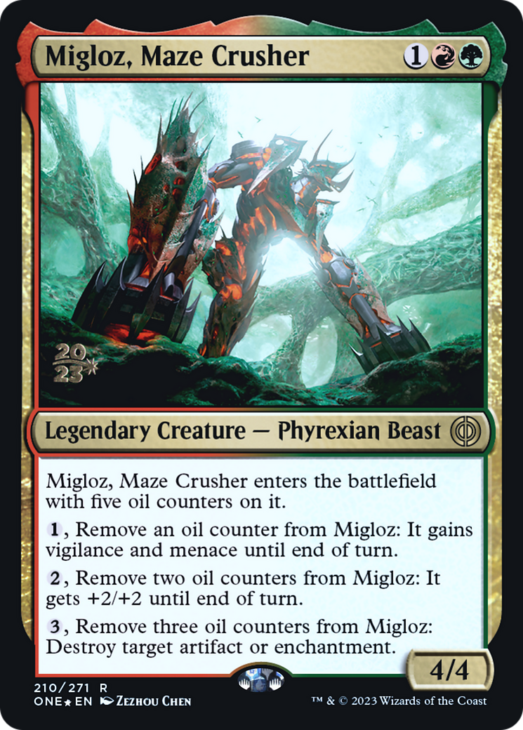 Migloz, Maze Crusher [Phyrexia: All Will Be One Prerelease Promos] | Deep Dive Games St. Marys