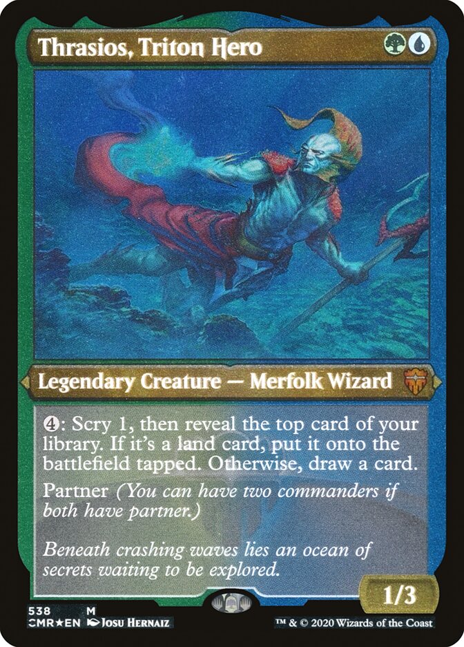 Thrasios, Triton Hero (Etched) [Commander Legends] | Deep Dive Games St. Marys