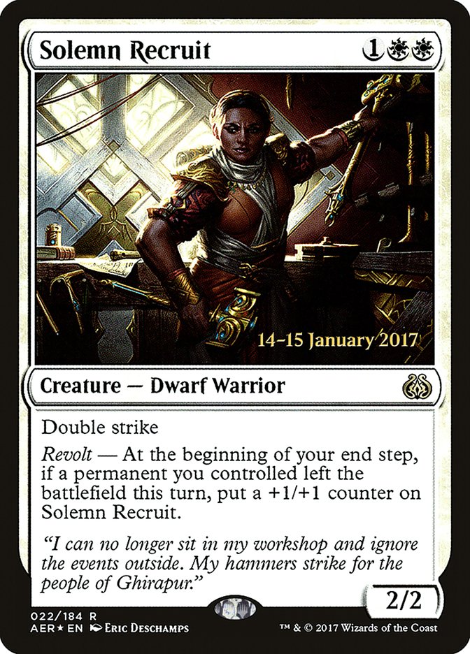 Solemn Recruit [Aether Revolt Prerelease Promos] | Deep Dive Games St. Marys