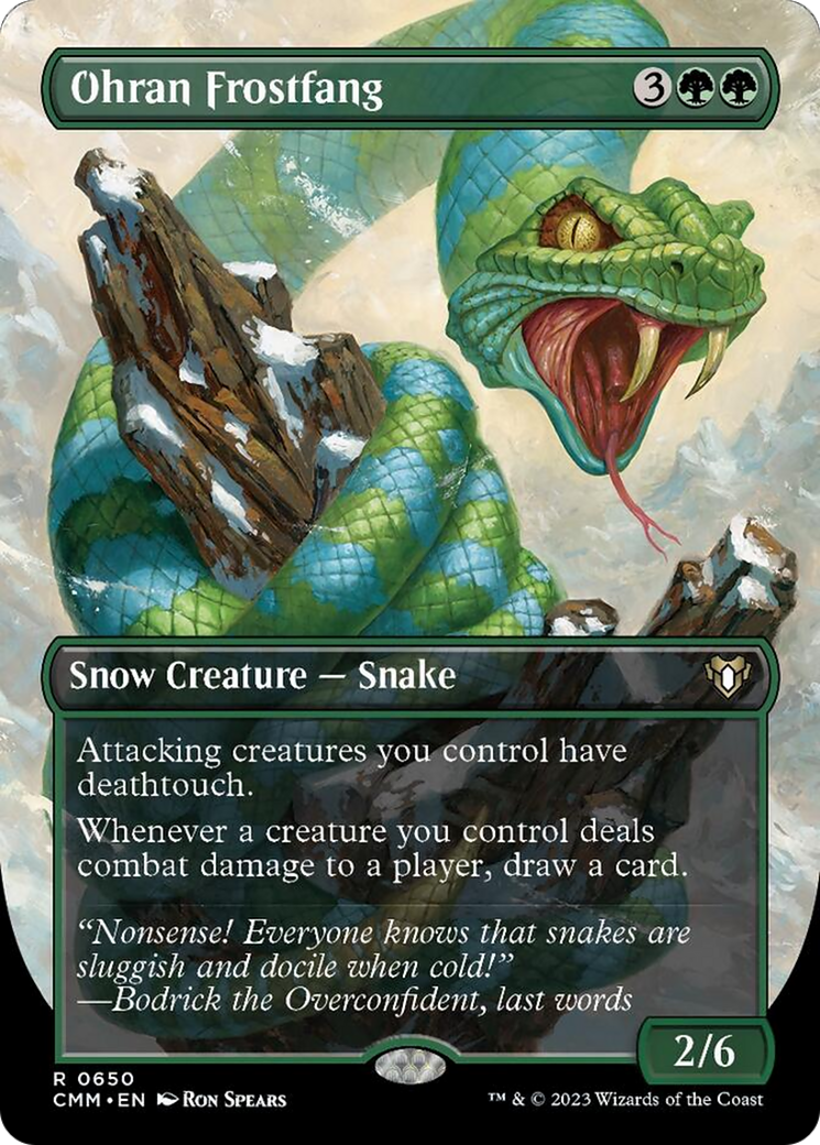 Ohran Frostfang (Borderless Alternate Art) [Commander Masters] | Deep Dive Games St. Marys