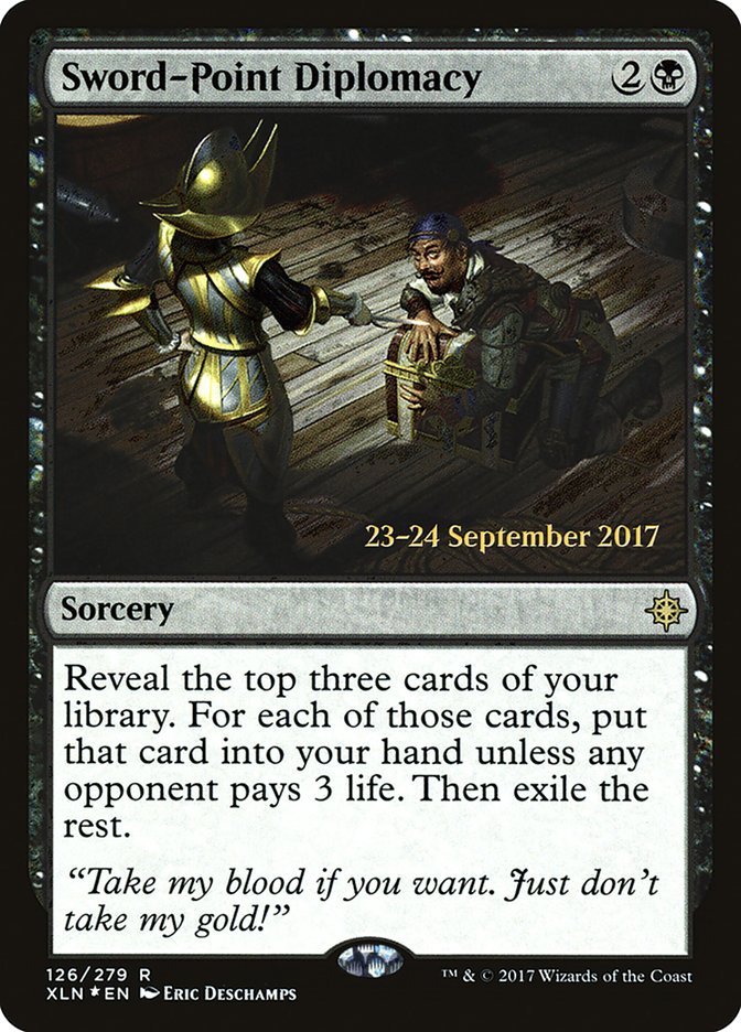 Sword-Point Diplomacy [Ixalan Prerelease Promos] | Deep Dive Games St. Marys