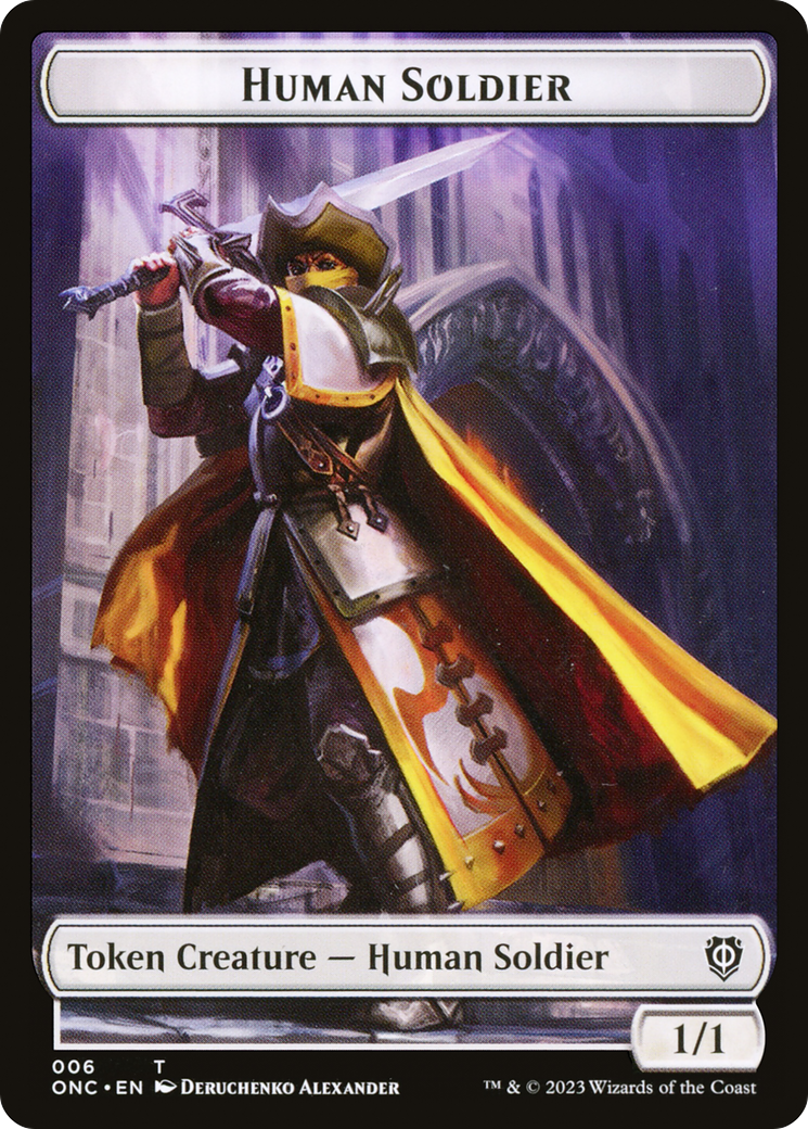 Human Soldier // Elephant Double-Sided Token [Phyrexia: All Will Be One Commander Tokens] | Deep Dive Games St. Marys