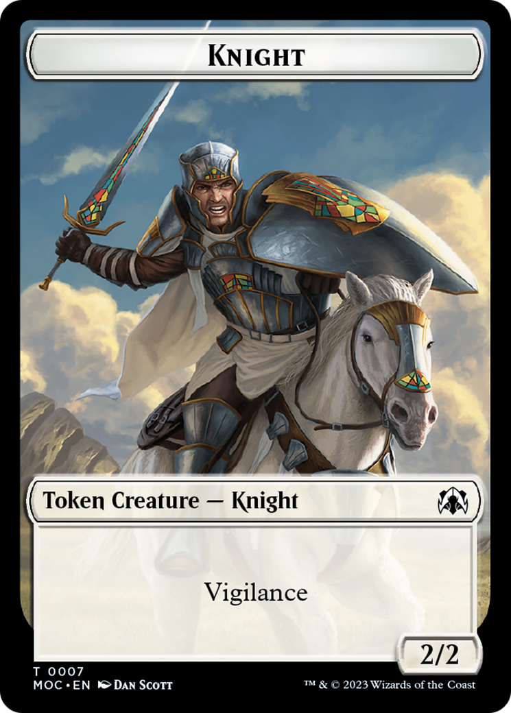 Knight (7) // Spirit (14) Double-Sided Token [March of the Machine Commander Tokens] | Deep Dive Games St. Marys