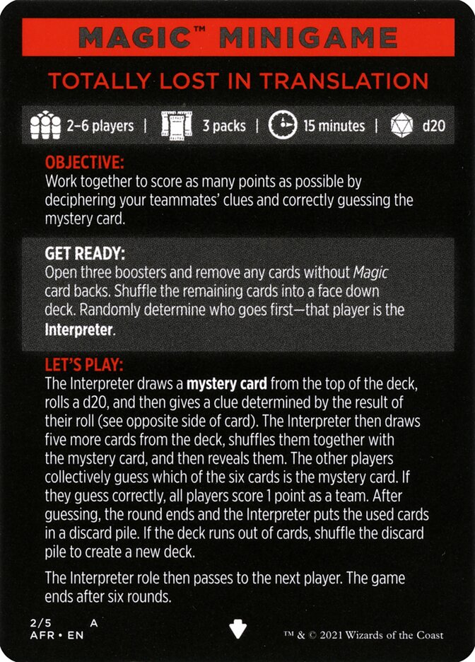 Totally Lost in Translation (Magic Minigame) [Dungeons & Dragons: Adventures in the Forgotten Realms Minigame] | Deep Dive Games St. Marys