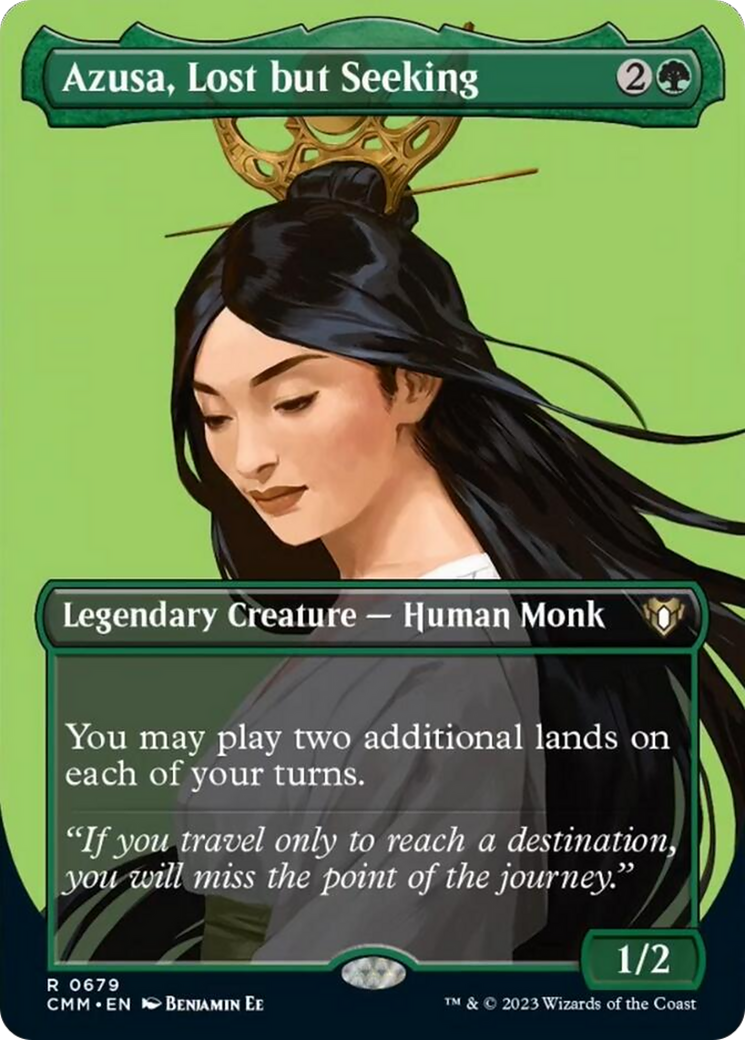 Azusa, Lost but Seeking (Borderless Profile) [Commander Masters] | Deep Dive Games St. Marys