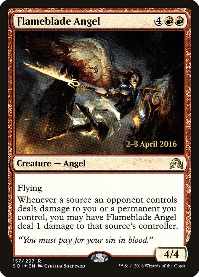 Flameblade Angel [Shadows over Innistrad Prerelease Promos] | Deep Dive Games St. Marys